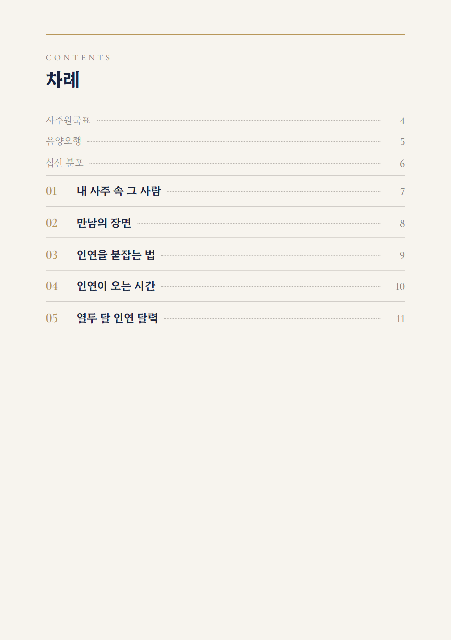 인연 사주책 차례